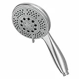 Vinabo Soffione Doccia con 5 Getti, Universale Regolabile Funzioni Testa Doccia a Mano ad Alta Pressione, ABS Cromato Soffione con Ugello in Silicone Autopulente e Impugnatura Ergonomica, D'argento