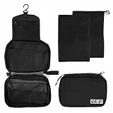 SCLLNDA Beauty Case da Viaggio,Organizer Valigia Donna,Uomo Organizer Bagno Impermeabile,Borsa da Toilette con Gancio, Borsa da Toilette Impermeabile per l'organizzatore di Viaggio, Nero