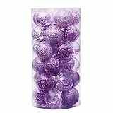Tiowo 30 Pezzi Palle e Palline 6cm/2.36' Palline di Natale per L'Albero Palline Ornamento Dell'Albero per la Decorazione dell'albero di Natale Festa Arredamento del Festival (Viola)