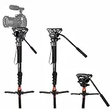 COMAN Monopiede video professionale con testa fluida girevole, leggero e adatto ai viaggi Altezza massima 180 cm Peso imballo 8 kg treppiede smartphone treppiede fotocamera
