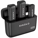 XIAOLO Microfono lavalier Wireless per iPhone con Custodia di Ricarica 10H,Microfono a Clip con 3L cancellazione del Rumore per Una Registrazione Audio Chiara per Vlog,Youtube,interviste
