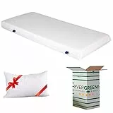 EVERGREENWEB - Materasso Singolo 80x200 in Waterfoam ORTOPEDICO alto 15cm con Cuscino Memory Foam GRATIS Rivestimento in AIR SPACE Bianco tessuto Traspirante Anallergico per tutti Letti o Reti OFFERTA