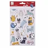 APLI Kids 19317 - Adesivi per gatti modello MEOW! - Include 1 foglio con 25 adesivi permanenti, ideali per scrapbooking, decorazioni o fai da te