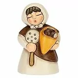 THUN, Donna con Castagne in Ceramica Decorata a Mano, Colore Bianco, Linea Presepe Classico, Decorazioni Natale Casa, 5x4.7x8 cm h