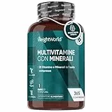 Multivitaminico Completo con 25 Vitamine e Minerali, 365 Compresse Vegane (Scorta per 1 Anno), Multivitaminico Gusto Menta Piperita, Integratore Multivitaminico Uomo & Donna, Vitamine B, A, C, D3, K