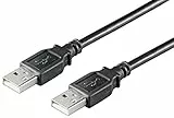 Ewent Cavo USB 2.0 Tipo A/Maschio a A/Maschio, Doppia Schermatura AWG 28 in Rame, velocità di Trasferimento Dati Fino a 480Mbit, 5m, Nero