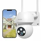 GNCC Telecamera Wi-Fi Esterno, 2K 360 Gradi PTZ Videocamera Esterno con Colore Visione Notturna, Tracciamento Automatico, Rilevamento del movimento, IP66 Impermeabile