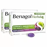 Benagol Herbal Gusto Frutti Di Bosco, Integratore Alimentare, Con Vitamina C e Zinco Per Supportare il Sistema Immunitario, 24+24 Pastiglie