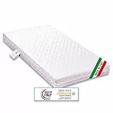 Materasso per culla lettino BIMBO antisoffoco misura 64x124 cm alto 9 cm con rivestimento sfoderabile e lavabile in lavatrice con guanciale antisoffoco in omaggio.