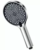 Soffione Doccia Anticalcare-YEAUPE Soffione doccia grande (130 mm di diametro) con 3 tipi di getti, soffione doccia ad alta pressione, Soffione Doccia Risparmio Idrico 7,5L/min cromato