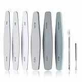 URAQT 8 Pezzi Set di lime per unghie, 6PCS lime per manicure a grana bifacciale + 2PCS Spingi Cuticole Raschietto, lavabile e riutilizzabile, Lime per Unghie Professional per Uso Domestico e Salone