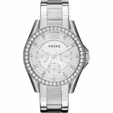 Fossil Orologio Riley da donna, movimento al quarzo multifunzione, cassa 38 mm in acciaio inossidabile con bracciale in acciaio inossidabile, ES3202