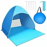 JOPHEK Tenda da Spiaggia, Tenda da Campeggio Spiaggia Pop-up, UPF 50+Tenda Portatile per 1-3 Persone, per Vacanza in Spiaggia Campeggio Viaggi (Blu)