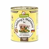 GranataPet Liebling’s Mahlzeit carne di pollame e prosciutto italiano, cibo per cani, cibo umido per cani, scatolette per cani senza cereali e zuccheri aggiunti, alimento cani completo, 6 x 800 g