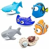 MOOKLIN ROAM 6pcs Giocattoli da Bagnetto per Bambini, Pupazzetti per Il Bagno, Galleggianti Che Spruzzano, a Tema Animale da Oceano, Grande Regalo per i Bambini, Tartaruga, Squalo Balena, Pesci