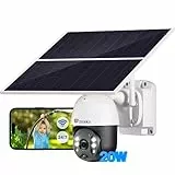 (Registrazione 24/7) Ctronics Telecamera Esterno con 20W Pannello Solare 20000mAh Batteria 355° PTZ Videocamera Sorveglianza Senza Fili Visione Notturna a Colori Rilevamento PIR Guscio in Metallo