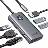 ORICO Docking Station, 6 in 1 USB C Dock con HDMI 4K + PD100W + 3 USB 3.0 + Ethernet, USB C Hub Multiport Adattatore per MacBook/Dell/HP/Surface/Lenovo