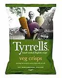 Tyrrels Vegetable Roots, Chips di Carote, Barbabietola e Pastinaca, Ideali come Snack per Merende, Aperitivi, Antipasti o Feste, Senza Coloranti, Senza Glutine e Vegane, Busta da 125 g