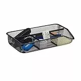 Relaxdays Organizer da Scrivania, Vaschetta per Cassetti, Portaoggetti, 4 Scomparti, Ufficio, 4,8 x 27,5 x 16 cm, Nero