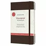 Moleskine Voyageur Notebook, Travel Notebook, Fabric Hard Cover with Elastic Closure, Coffee Brown Colour, Size 11.5 x 18 cm, 208 Pages