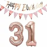 Palloncini 31 anni decorazione donne rosegold+ghirlanda buon compleanno +catena 40 'numeri palloncino 31 palloncini 31 anni decorazione compleanno donne decorazione compleanno 31 compleanno deco(31)
