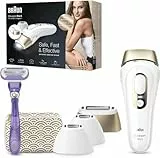 Braun Silk-expert Pro 5 Epilatore Luce Pulsata Con Testine di Precisione, Alternativa al Laser, Custodia Viaggio, Idea Regalo, PL5137MN Bianco e Oro