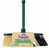 Spontex Eco Green Scopa Indoor, per interni in materiali riciclati al 100%, con manico telescopico, 2 diversi tipi di setole, 19800209