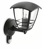 Philips LED Lampada da Parete Creek per Esterno, Lanterna Up con Sensore, Alluminio Nero