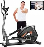 Profun Bicicletta Ellittica Fitness 10 livelli di Resistenza, Misurazione di Impulso, Connessione con APP, Monitor LCD, Volano Inerzia 7kg, Max 180 kG