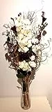 Link Products - Mazzo di fiori misti, secchi e artificiali, altezza 85 cm, pronto da inserire in un vaso, realizzato nel Regno Unito Cream Orchids