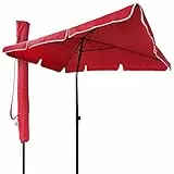 VOUNOT Ombrellone da Giardino Rettangolare, Parasole da Balcone, 200 x 125 cm, Rosso
