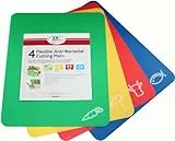 Fackelmann Set di 4 tappetini da taglio flessibili, codificati a colori per alimenti, plastica, 38 x 30,5 x 2 cm, blu, rosso, giallo e verde
