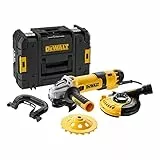 DEWALT DWE4257KT-QS, Smerigliatrice angolare 125mm 1500W con tazza diamantata e cuffia di protezione
