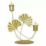 Hwtcjx Candelabro, Portacandele Oro in Metallo, Porta Candele da Tavolo, Candeliere da Tavolo Ornamento Decorazioni per Matrimoni, Compleanni, Natale, Halloween Regalo (Foglie di albicocca)