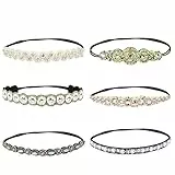 YOTIN 6 Pezzi Fasce Elastiche di Strass per Capelli Donna Vintage, Cerchietti per Capelli con Cristallo e Strass (6 Stili)