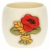 THUN, Cachepot in Ceramica Decorata a Mano con Papavero e Spiga di Grano, Dimensione Piccola, Linea Estate Fantastica, 10,5 cm h, Ø 12 cm