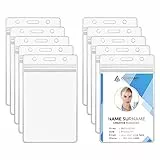 Vicloon Porta Badge, 10Pcs Custodie per Badge in Plastica, Portabadge di PVC Impermeabili, Trasparente Porta Tesserino Porta Badge Carta di Credito per Fiere Scuole Conferenze, Verticale