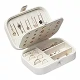 Lrikas Portagioie piccolo da viaggio, portagioie da donna, piccolo gioielliere, organizer per anelli, orecchini, bracciali e collane (bianco)