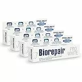 Biorepair, Dentifricio Pro White, 4 Confezioni da 60 ml, Dentifricio Sbiancante con Tecnologia del Polimero Sbiancente PVP, Ripara lo Smalto e la Dentina per Denti Bianchi e Brillanti, Senza Fluoro