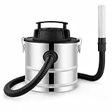 White - Aspiracenere Professionale Potenza 800W, Aspirapolvere Aspira Cenere con Filtro Interno Hepa e Tubo Aspirante Flessibile, Capacità Serbatoio 18 lt, Pulizia Camino, Stufa, Pellet