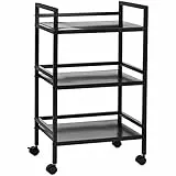 Amazon Basics - Carrello su ruote, portaoggetti, a tre ripiani, Nero