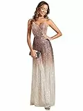 Ever-Pretty Vestito da Sera Donna Elegante Stile Impero Scollo a V Maniche Corte Lungo Abito da Sera EE01920 Cachi 42