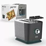Imetec TostaMaxi Tostapane, 2 Fessure Extralarge e Pinze Apribili per Toast Extrafarciti, 10 livelli di doratura, Timer con Autospegnimento, Cassetto Raccoglibriciole, 600 Watt