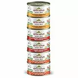 Almo Nature Multi Pack -Gusti Pollo assortiti (2 x Coscia di Pollo; 2 x Pollo e Gamberetti, 2x Pollo e Zucca) Cibo Umido per gatti adulti 100% Naturale. Confezione da 6 lattine x 70g