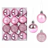 Hileyu Palle di Natale 4 cm 24 Pezzi Palline di Natale Oro Rosa Rosse,Decorazioni Albero di Natale,Addobbi Natalizi Set Palline Albero di Natale Particolari per Decorazioni Natalizie (Rosa)