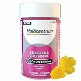 Multicentrum Bellezza&Collagene, Integratore Alimentare con Collagene, Biotina, Vitamina C e Olio di Enotera, specificamente formulato per Pelle, Capelli, Unghie, Adulti, 30 capsule