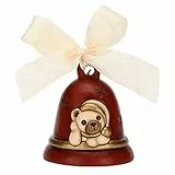 THUN, Campanella Limited Edition 2023 Rossa con Teddy in Ceramica Decorata a Mano, Decorazioni Natale Casa, 7.3x7.3x8.5 cm h