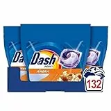 Dash Pods Detersivo Lavatrice in Capsule, 132 Lavaggi (3x44), Ambra, Rimuove le Macchie, dona Freschezza, Efficace anche a Freddo e in cicli brevi