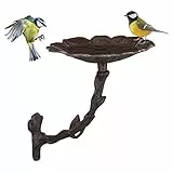 Relaxdays Fontana per Uccelli a Colonna, Decorazione da Giardino, Mangiatoia, per Uccelli Selvatici, H40 cm, Marrone