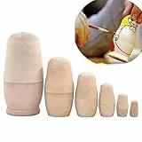 XUBX Matrioske Russe, Bambola di Legno, Bambole matrioska Giocattolo di Legno Russo, Non Dipinto Bambola Figura Giocattoli, Giocattolo Impilabile, Minifigure Nidificanti, Non Verniciato Matrioska